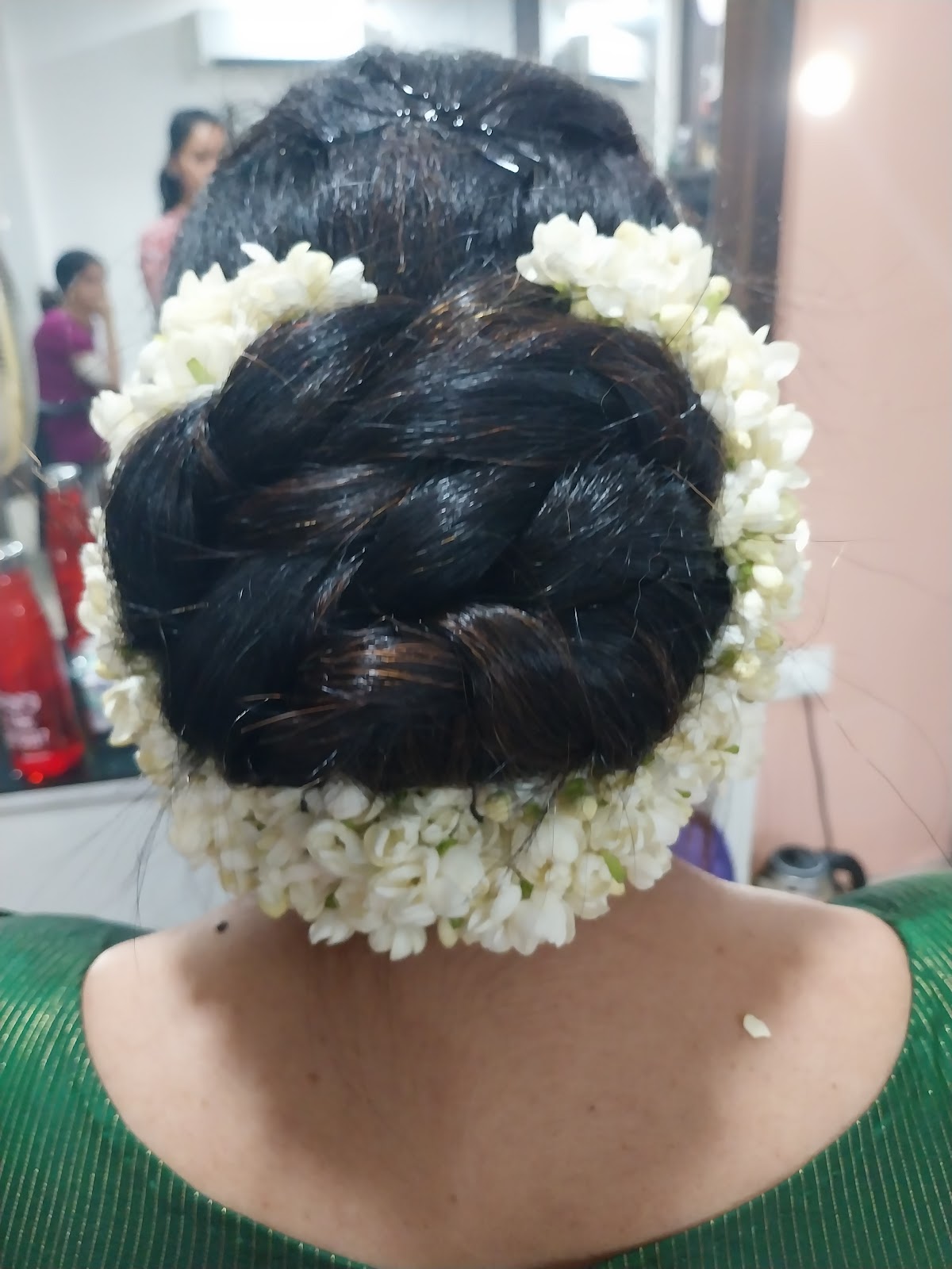 Traditional Hair Bun with Jasmine Flowers