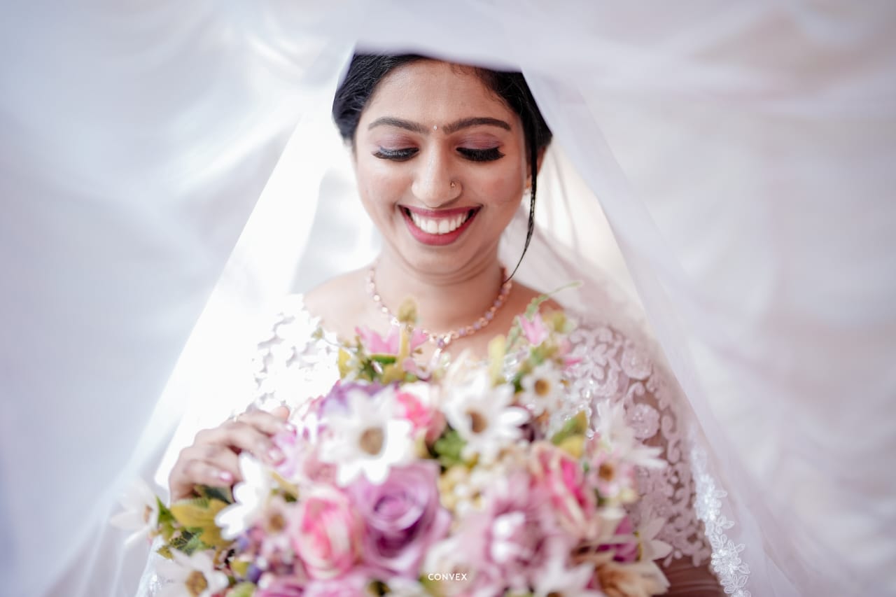 Bridal Makeup - Beautiful Bride with Bouquet